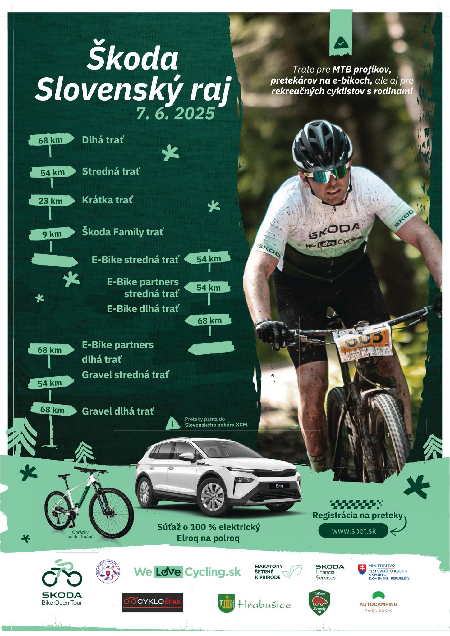 Maratón ŠKODA v Slovenskom raji 2025 Plagát na cyklopreteky Škoda Bike Open v Slovenskom raji